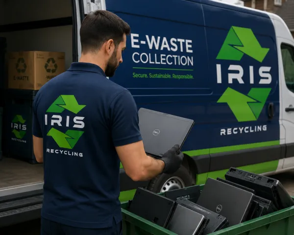 a man is handling the IT assets carefully for e waste recycling service near sydney